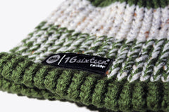 Knitted Beanie - Cream/Green
