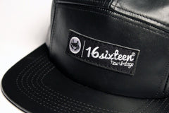 Leather 5 Panel Hat - Black