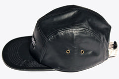 Leather 5 Panel Hat - Black