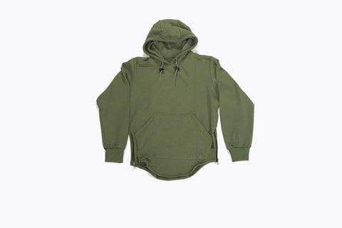 Long Sleeve French Terry Pullover Hoodie - Olive