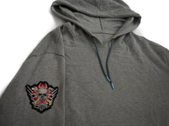 Patches Pullover Hoodie - Grey